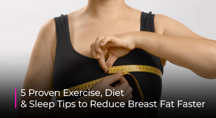 Woman doing upper body exercises as part of a plan to lose breast fat quickly and improve fitness
